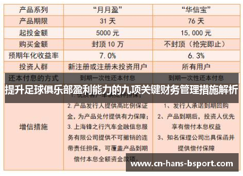 提升足球俱乐部盈利能力的九项关键财务管理措施解析 提升足球俱乐部盈利能力的九项关键财务管理措施解析
