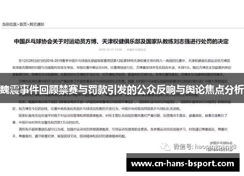 魏震事件回顾禁赛与罚款引发的公众反响与舆论焦点分析 魏震事件回顾禁赛与罚款引发的公众反响与舆论焦点分析